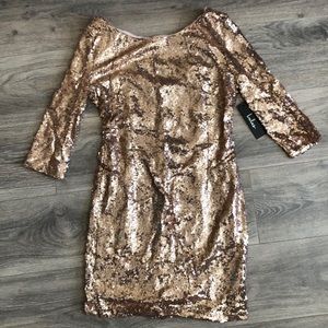 Rose gold sequin dress